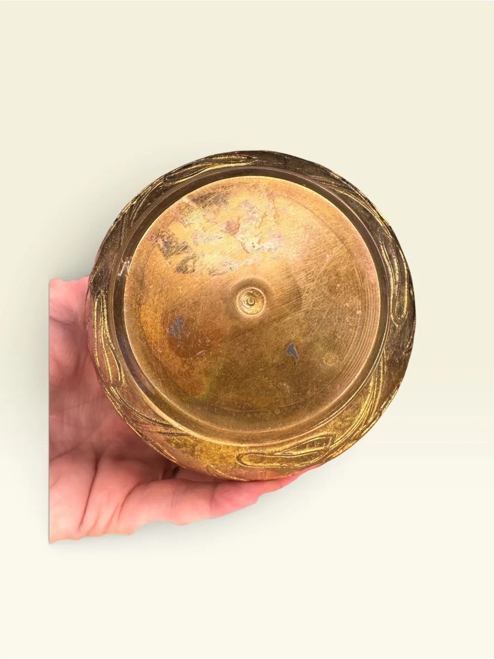 Vintage Art Nouveau Brass Floral Vase – Raised Relief Floral Made in India